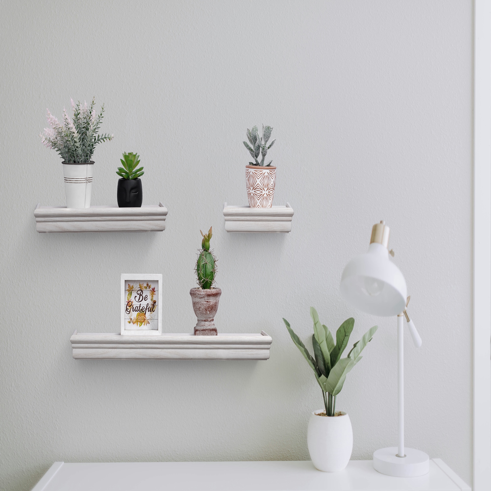 Floating Shelves 17.9" Wall Mounted Wood Shelves For Bathroom, Bedroom, Living Room, Kitchen, Hanging Shelf For Books/Storage/Decor With Invisible Brackets, White_maomaolike.com